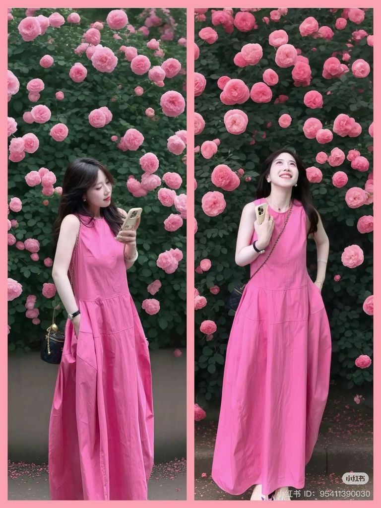 VGU0411-Đầm suông Hồng