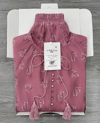TB8383-Set áo tay dài, quần short họa tiết hoa Hồng