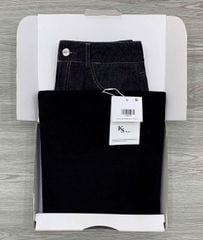 KS0898-Set áo bệt vai, quần short Jean (áo đen)