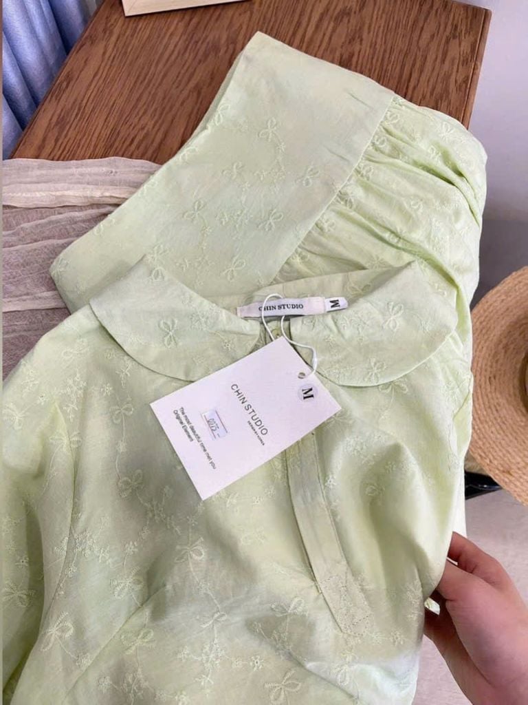 VGU0521 - SET ÁO VIỀN LƯỢN SÓNG + CHÂN VÁY DÀI