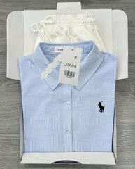 TB8540 SET ÁO SƠ MI TAY DÀI THÊU NGỰA + QUẦN SHORT