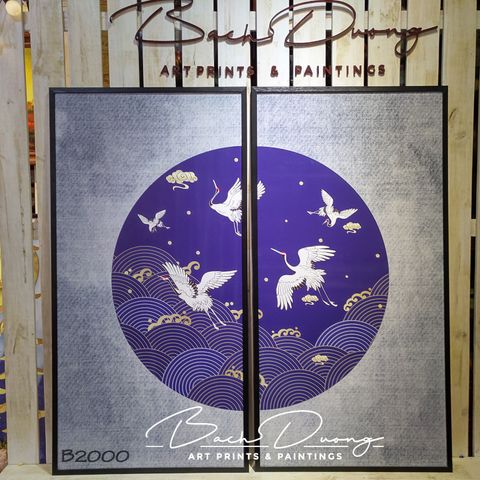  Bộ 2 tranh đàn hạc trắng B2000 