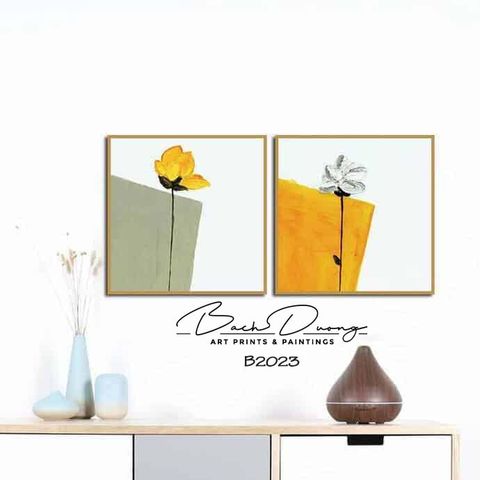  Bộ 2 tranh hoa trừu tượng B2023 