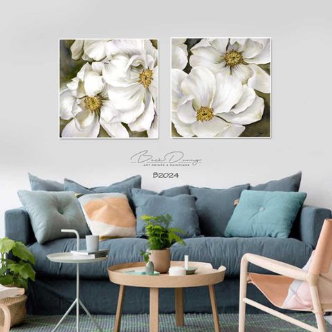  Bộ 2 tranh hoa trắng B3024 