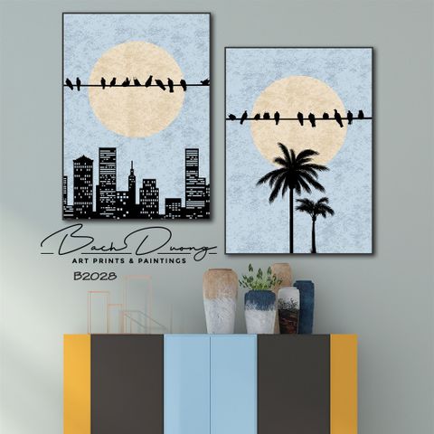  Bộ 2 tranh phong cảnh thành thị B2028 