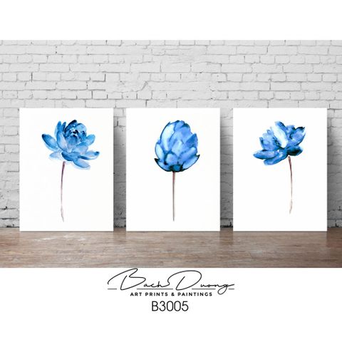  Bộ 3 bông hoa xanh 