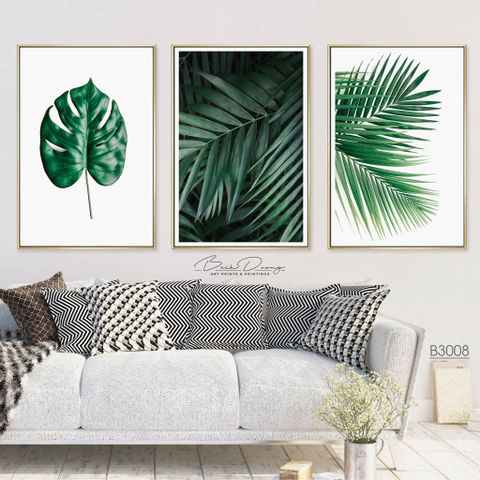 Bộ 3 tranh chiếc lá đẹp B3008 