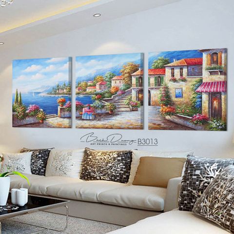  Bộ 3 tranh phong cảnh thành phố biển B3013 