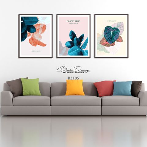  Bộ 3 tranh lá cây trang trí đẹp B3105 