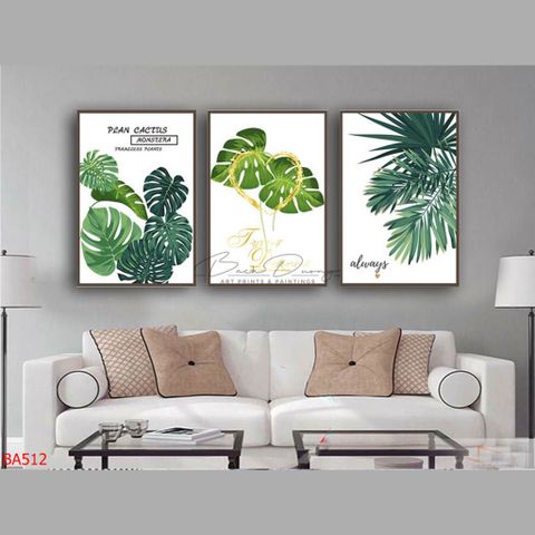  Bộ 3 Tranh dọc về lá cây BA512 