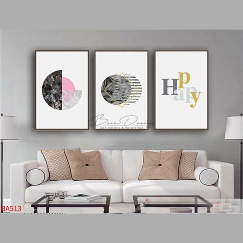  Bộ 3 Tranh trừu trượng hình khối BA513 
