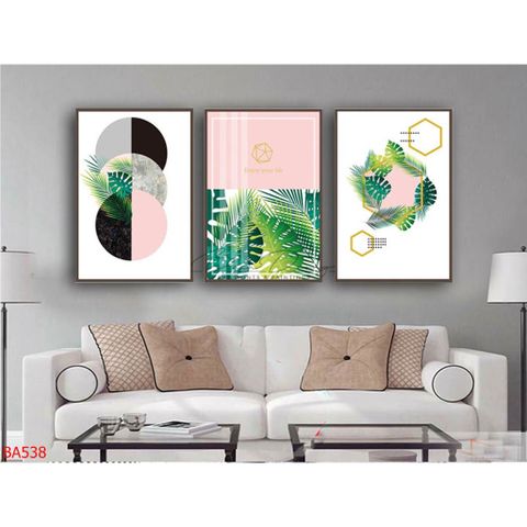  Bộ 3 bức tranh Lá cây nghệ thuật hiện BA538 