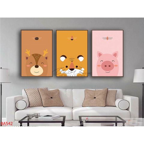  Bộ 3 bức tranh Hươu, Hổ, Heo BA542 