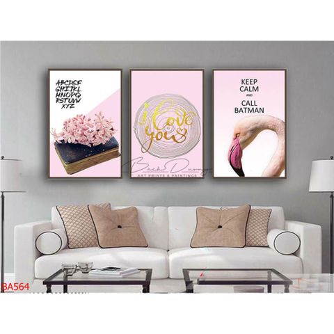  Bộ 3 bức tranh Hoa và Chim BA564 