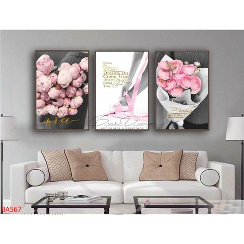  Bộ 3 bức tranh Hoa hồng BA567 