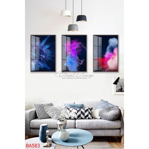  Bộ 3 bức tranh Màu đa sắc nghệ thuật hiện đại BA583 