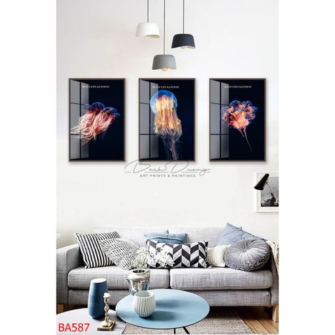  Bộ 3 bức tranh Sứa biển BA587 