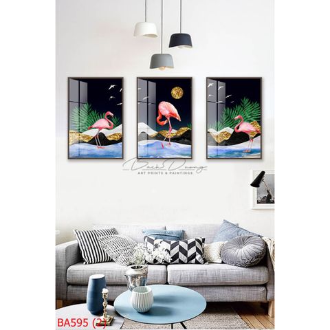  Bộ 3 bức tranh Hồng hạc BA595 (2) 