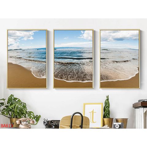  Tranh trang trí bộ 3 bức biển đẹp BA613 