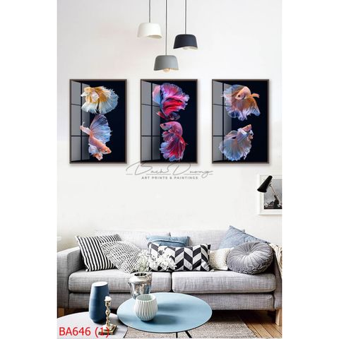  Tranh trang trí bộ ba bức cá BA646 