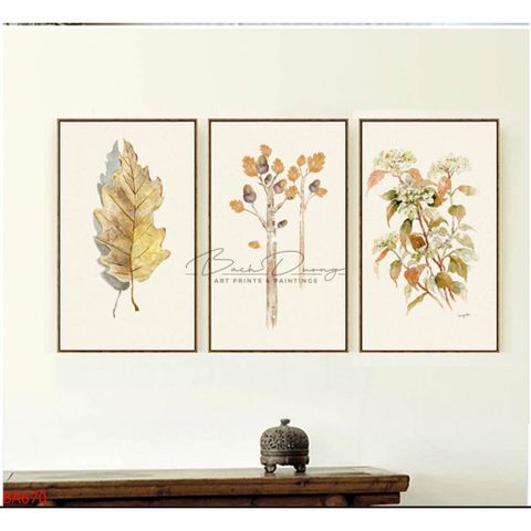  Tranh trang trí bộ ba bức hoa lá BA670 