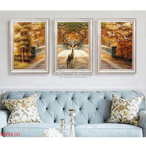  Tranh trang trí bộ ba bức hưu và cây BA703 