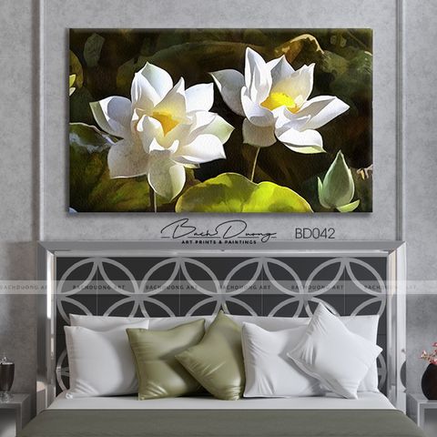  Tranh dài sen trắng BD041 