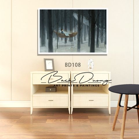  Tranh phong cảnh hoạt hình cậu bé trong rừng BD108 