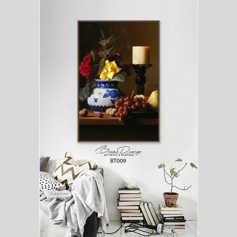  Tranh khổ dọc tĩnh vật hoa và quả BT009 