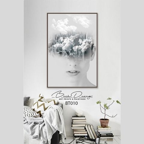  Tranh khổ dọc nghệ thuật cô gái, thành phố BT010 