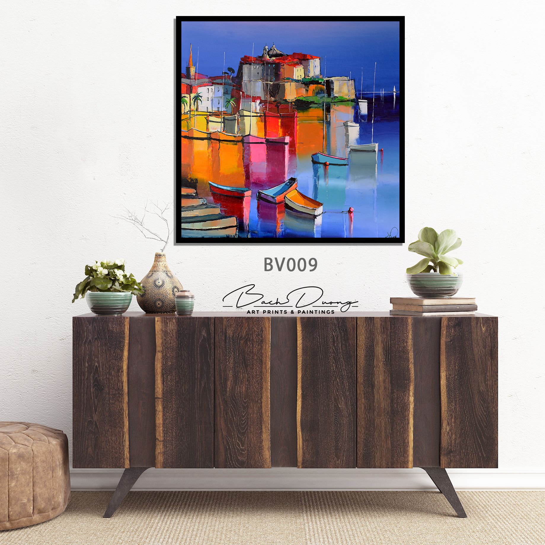  Tranh trang trí trừu tượng đa sắc BV009 