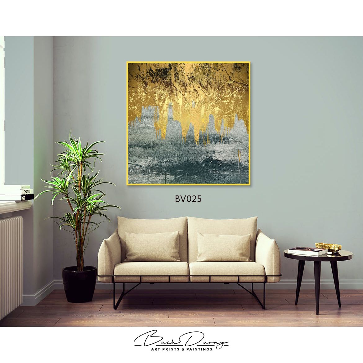  Tranh trang trí trừu tượng vàng kim BV025 