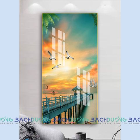  Tranh trang trí hoàng hôn và cây cầu FT15403 