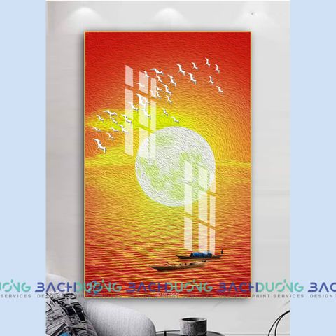  Tranh trang trí hoàng hôn bên sông FT15476 