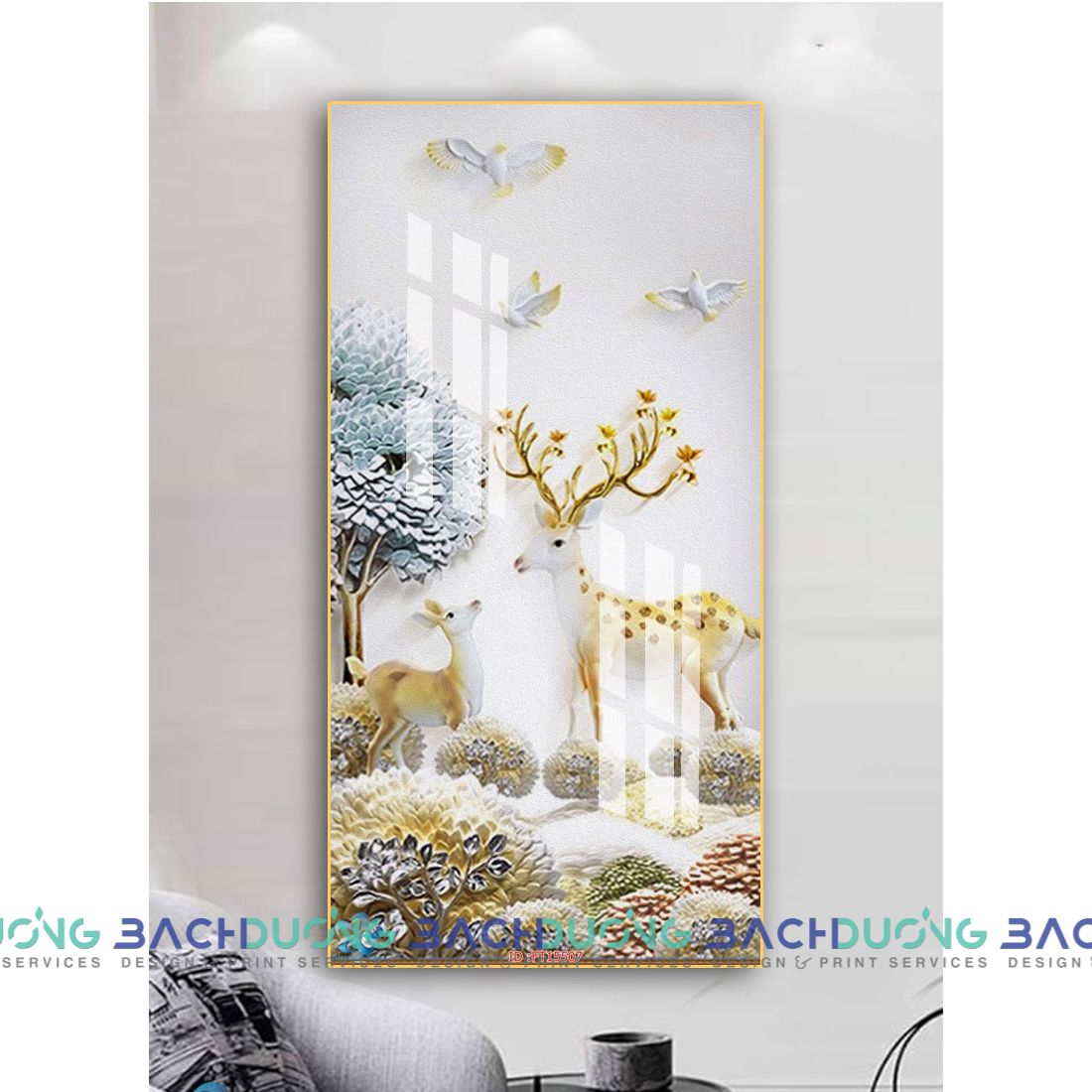  Tranh đôi hưu trong rừng FT15507 