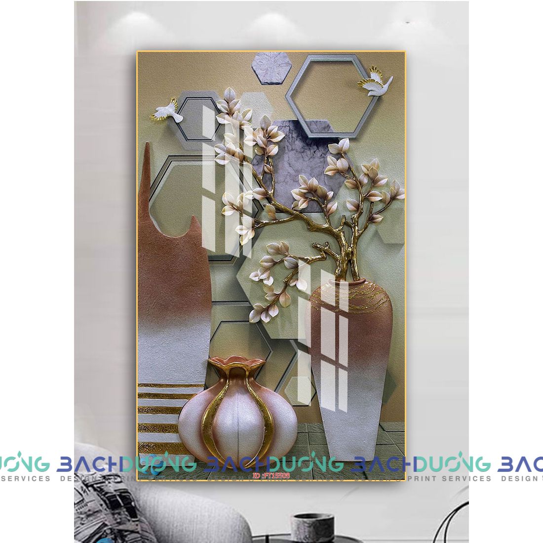  Tranh trang trí bình hoa sang trọng FT15508 