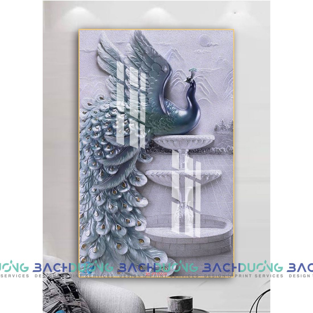  Tranh trang trí chim công ấn tượng FT15510 