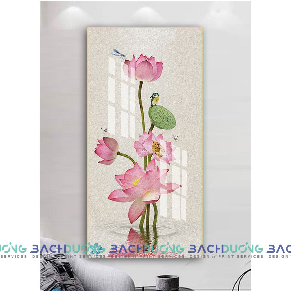  Tranh hoa sen khoe sắc FT15515 
