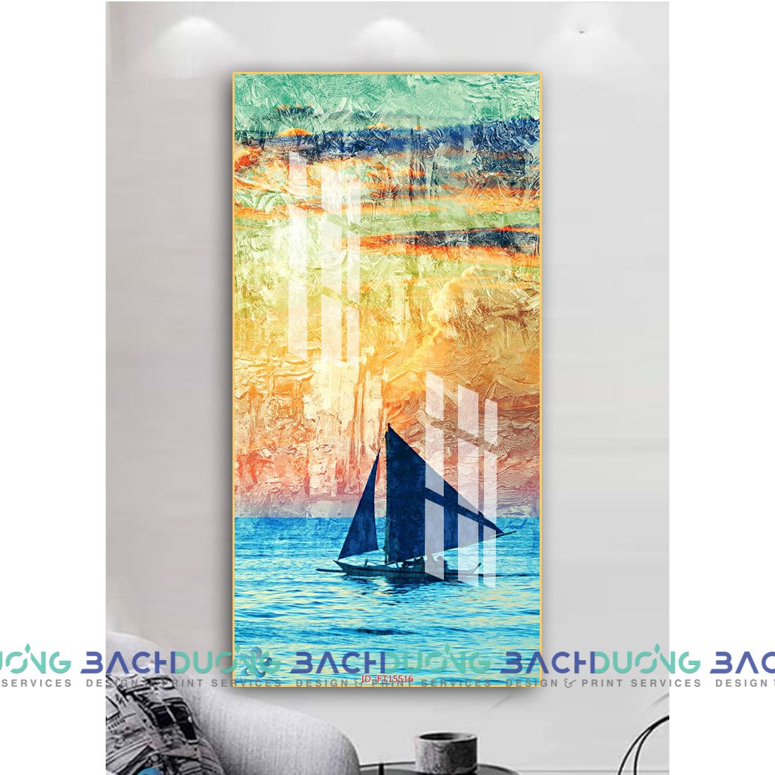  Tranh con thuyền trên biển FT15516 