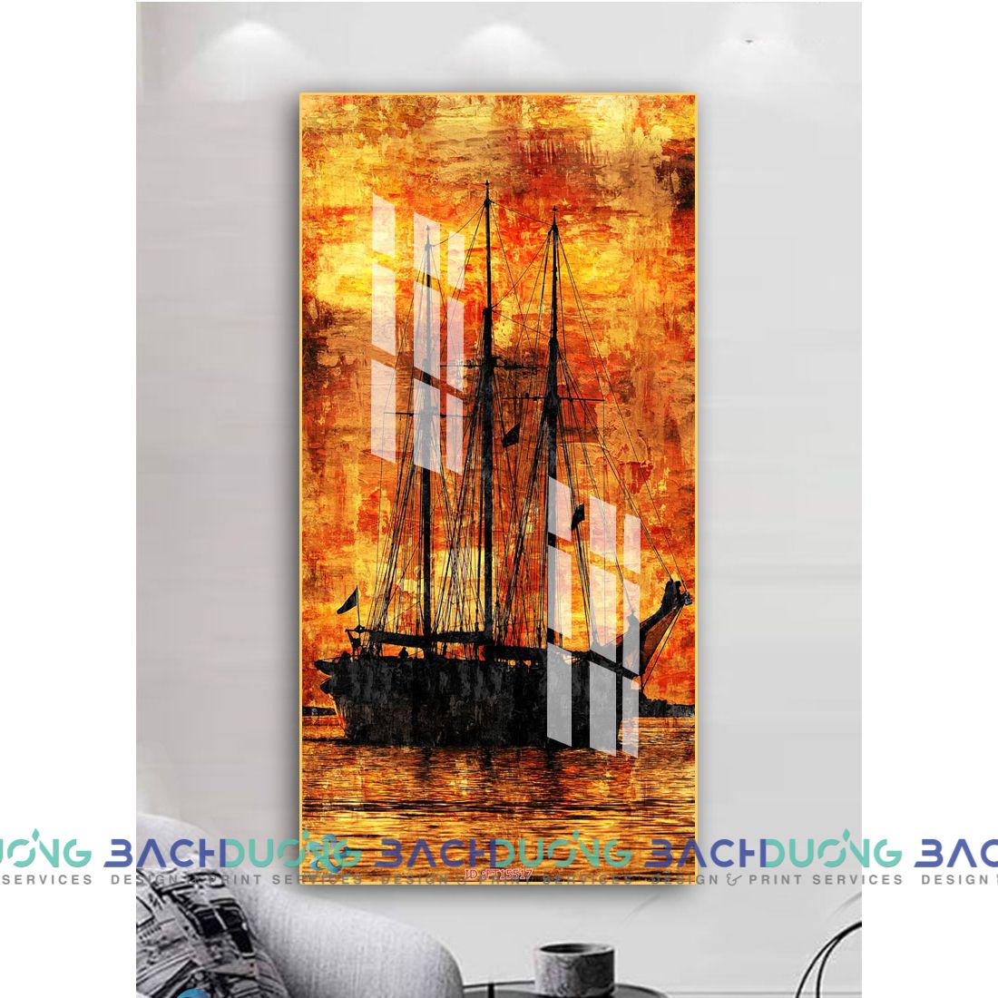  Tranh con thuyền trên biển FT15517 