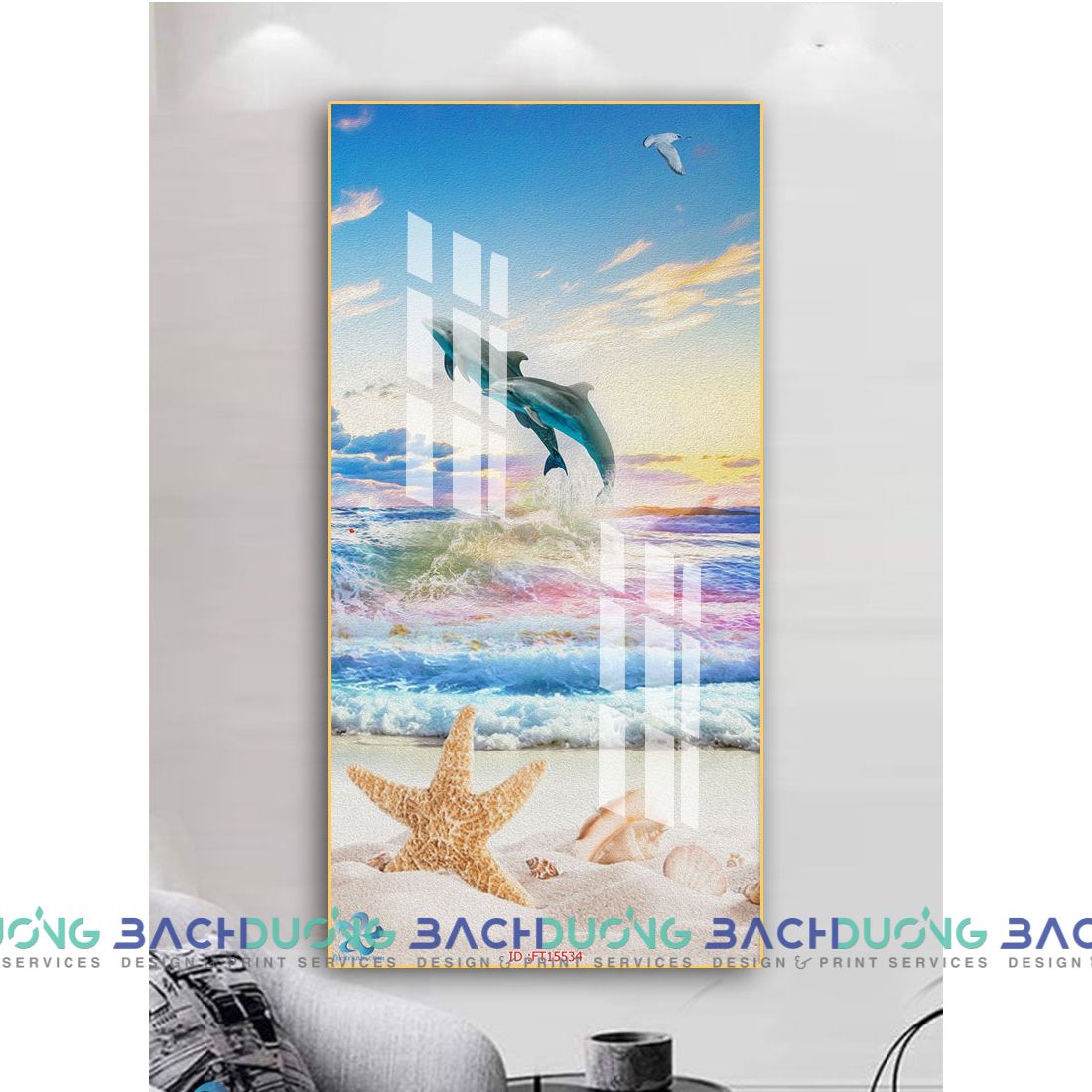  Tranh biển ngũ sắc và sinh vật biển FT15534 