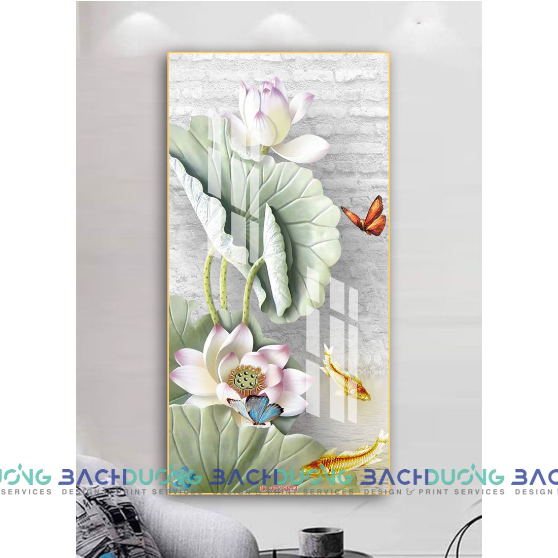  Tranh hoa sen khoe sắc FT15543 