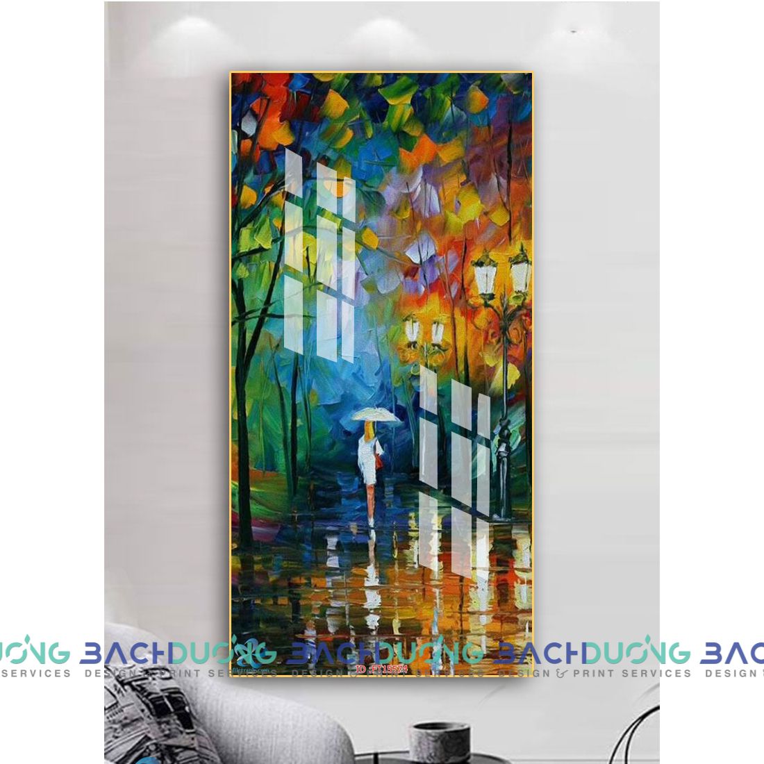  Tranh cô gái bước trên con đường cây FT15574 