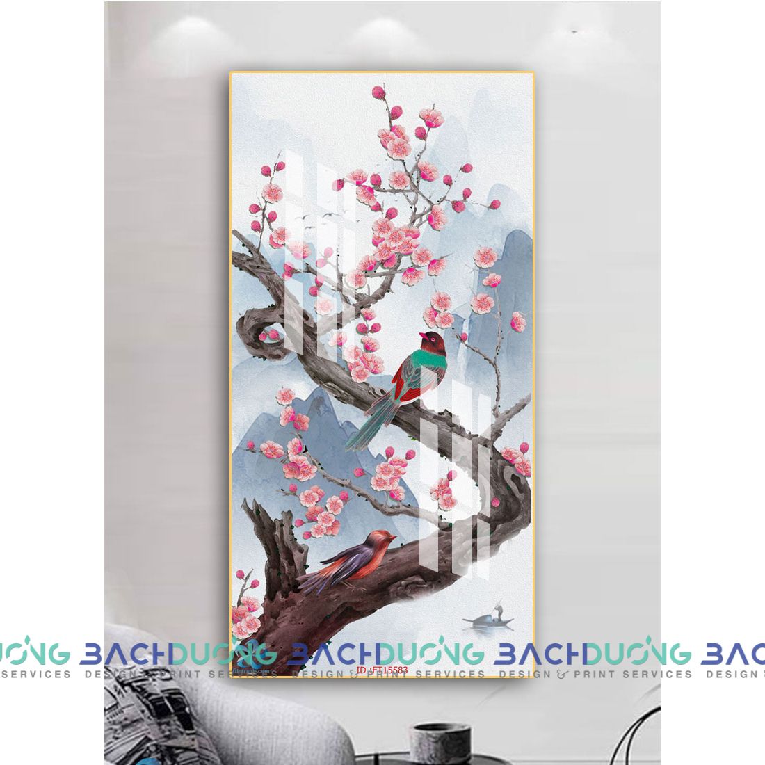 Tranh trang trí cây hoa đào FT15583 