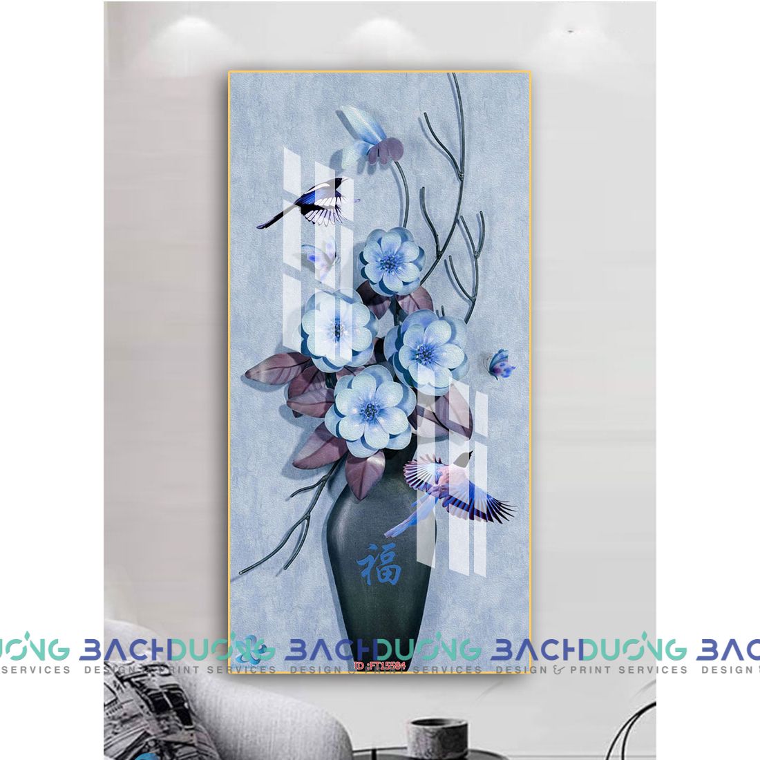  Tranh trang trí bình hoa trang nhã FT15584 