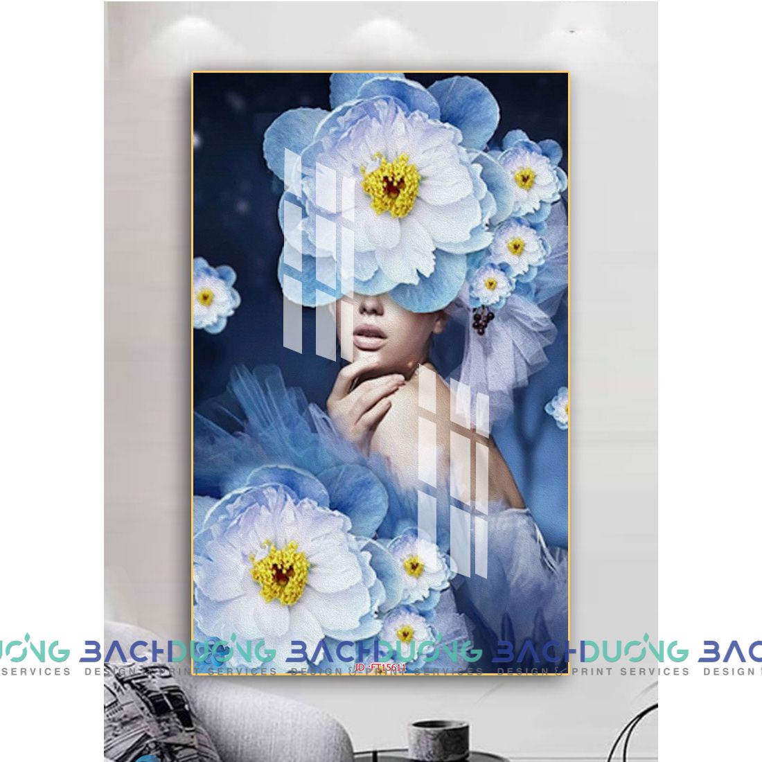  Tranh chân dung cô gái và hoa ấn tượng FT15611 
