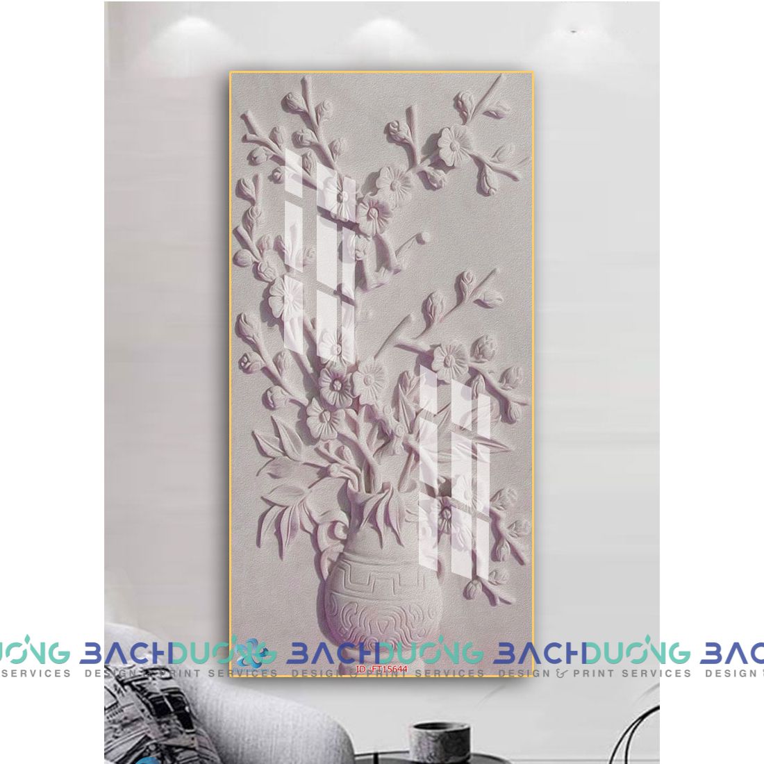  Tranh bình hoa điêu khắc ấn tượng FT15644 