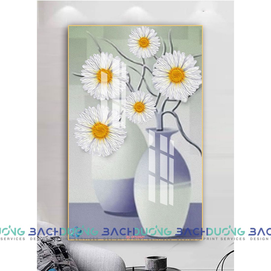  Tranh trang trí bình hoa tinh giản FT15647 