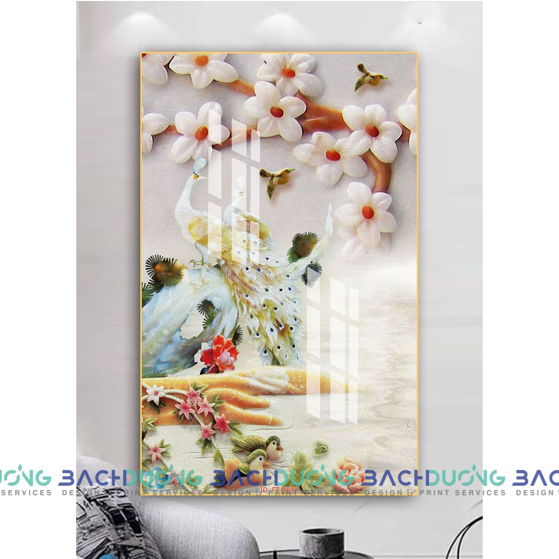  Tranh trang trí hoa và chim muôn FT15650 