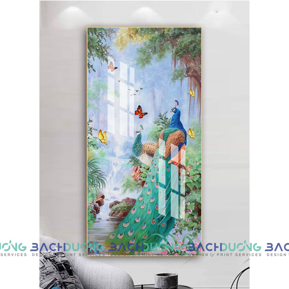  Tranh chim công khoe sắc giữa núi rừng FT15652 